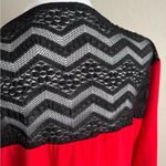Torrid Cherry Red V-Neck 1/2 Sleeve Black Lace Back Ruched Blouse Womens 3 (3X) Photo 5