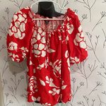 Mlle Gabrielle  Red and White Floral Blouse Photo 1