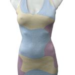 Peppermayo  Multicolor Pastel Halter Sleeveless V Neck Mini Bodycon Dress Sz S/M Photo 0