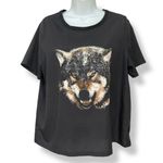 Lyke Mynded Wolf‎ Top Short Sleeve Black Sz Medium Relaxed Fit Lightweight Shirt Photo 0