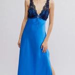 Free People  Countryside Lace Maxi Slip in Blue Campanula Combo S Photo 3