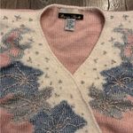 VTG Dana Scott Sweater Silver Beads Metallic Thread Pink Blue Fuzzy V Photo 1
