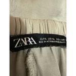 ZARA  Women's Beige Khaki High Waisted Drawstring Wide Leg Trousers Pants Size L Photo 4