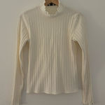 J.Crew  lettuce hem mock neck white long sleeve top Photo 0