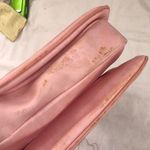 Rare 90s Baby Pink fairycore leather shoulder hand bag purse gold tone hardware kiss lock & interior compartment Photo 6