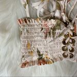 Power 2 the Flower Pale Pink Lace Up Floral Frosty Jane Bikini Swim Top Sz XS Photo 5