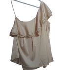 SMF Champagne Satin Layered Ruffle One Shoulder Top Size Small Photo 1