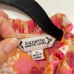 Nanette Lepore Nanette Lapore Orange Pink Ditsy Floral Ruffled Blouse Womens M Coquette Girly Photo 8