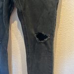 Abercrombie & Fitch Black Washed Ankle Straight Ultra High Rise Distressed Jeans Photo 4