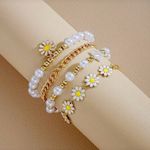 ๐ผ๐ผ๐ผ3 for 12$๐ผ๐ผ๐ผDaisy and Pearl Gold Bracelet Set White Photo 4