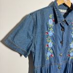 Jane Ashley Vintage Denim Floral Dress Women S Blue Full Button Up Tradwife Boho Photo 9