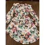 For Love & Lemons  Bailey Floral Asymmetrical long sleeve ruffle mini Dress S Photo 11