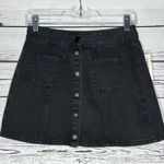 Brandy Melville Pacsun NWT 27/4 Black Denim Snap Button Front A-Line Jean Skirt Photo 0