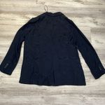 ZARA Jacquard Navy Blue Floral Double Breasted Long Silky Blazer Size Medium Photo 8