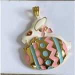 Vintage Bergdorf Goodman Enamel Bunny Easter Egg Pendant Goldtone 1995 BG Photo 5