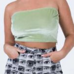 Princess Polly  size 4 strapless halter top slim fitting zip back unlined green Photo 0