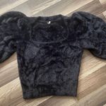Free People  Black Cropped Fuzzy Pullover Moonbeam Sweater, Small petite Photo 3