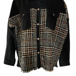 ZARA  Black and Multicolor Plaid Jean Jacket Photo 0