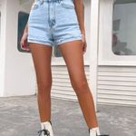 SheIn Raw Trim Skinny Denim Shorts Photo 0