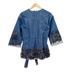 Derek Lam  10 Crosby Denim Kimono Jacket Wrap Belted Floral Patchwork Size 0 | XS Photo 3