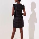 Loft  NWT Black Windowpane Plaid Flutter Sleeve Shift Mini Dress 16 Plus $89 Photo 1