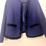 Talbots  Speckled wool faux fur trim Navy blazer size 12p Photo 3