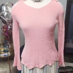 Jessica Simpson Pink Ribbed Knit Sweater with Shoulder Cutouts By Photo 7