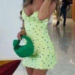 ZARA  green satin effect mini dress Photo 1