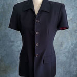 CASUAL CORNER Navy Blue Long Length Short Sleeve Blazer Jacket Size 6 Photo 0