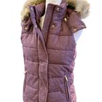 Banana Republic Womens Herringbone Faux-Fur Puffer Vest Plum Size Small Photo 1