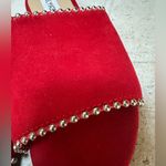 Steve Madden Lipstick Red Slides Silver Ball Trim Faux Suede Sample Shoe Unique Photo 1