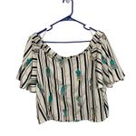 Judith March  Women's Embroidered Off The Shoulder Cactus Striped Blouse Medium Photo 7