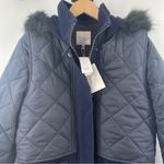 Joie  Coat Small Hetal Coat Winter Faux Fur Wool Blend Removable Vest Navy NWT Photo 7