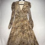 Rony Kobo Leopard Print Maxi Dress Long Sleeve V Neck Party Cocktail M Brown Size M Photo 0