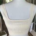 Spiritual Gangster Amara Wide Rib Seamless Crop Tank Top M/L Heather Cream NWT Photo 0