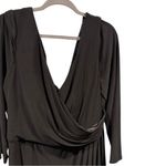 La Femme  Curve Formal Gown Plunging Long Sleeve Jersey Black 18W Photo 6