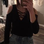 Black Ribbed Cut Out Long Sleeve Photo 1