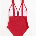 New Low Back Plunging One Piece Swimwear Red Size M Photo 1