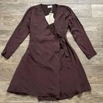 Frank And Oak  The Wrap belted mini dress, brown. Women’s size XS NWT Photo 0