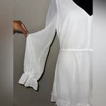 Lulus Sheer Attraction White Long Sleeve Ruffled Mini Dress Size M Photo 3