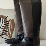 Tuckernuck  Black Brown Sloane Patchwork Block Heel Knee High Boots Size 9.5‎ Photo 0