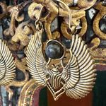 Egyptian Revival Scarab Wing Earrings with Labradorite Gold Photo 3