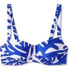 Kona Sol Women Coral Print Underwire Bikini Top Blue white swimwear New size 18 Photo 0
