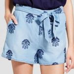 Fourteenth Place  Embroidered Mock Denim Shorts Photo 0