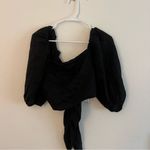 Faithfull the Brand Faithful The Brand Black Puff Sleeve Tie-Front Top Photo 3