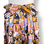 Modcloth Psychedelic Midi Skirt Bold Retro Pink Orange Purple Tie Waist Cotton Photo 3