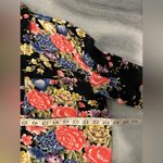 Krazy Kat  Size S Black Floral Flowy Short Sleeve Collared Button Down Shirt 90s Photo 6