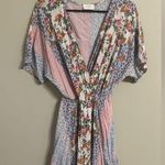 Everly  Patchwork Floral Jumpsuit Romper Size Small V Neck Shorts Resort Boho Photo 0
