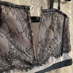 Victoria's Secret Very Sexy Black Nude Lace Plunge Longline Bra Top Large Photo 2