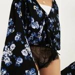 Free People  NWT Black Forties Feels Floral Floral Bodysuit Photo 1